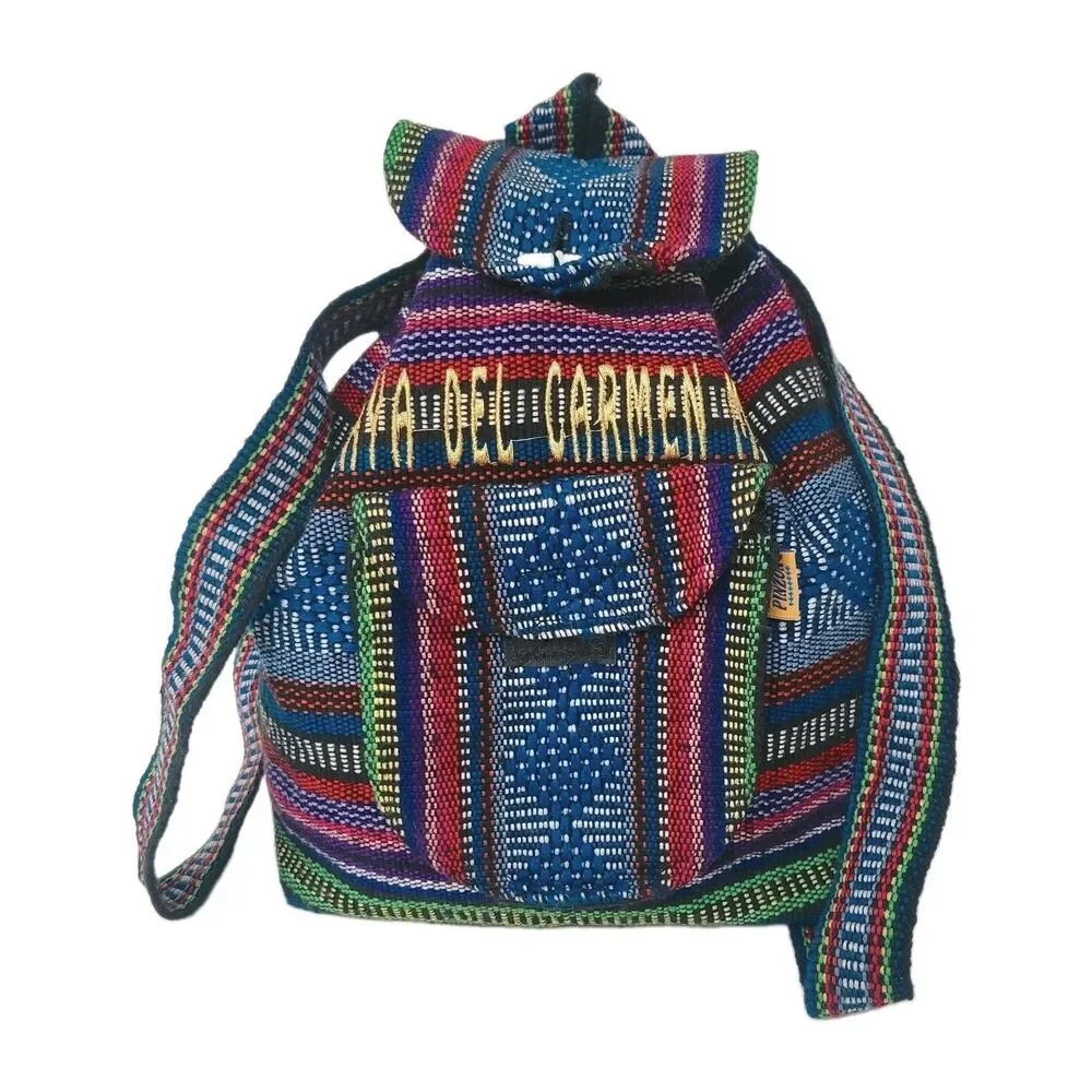 Pinzon Mexican Woven Backpack Playa del Carmen Boho Festival Artisan Travel Bag